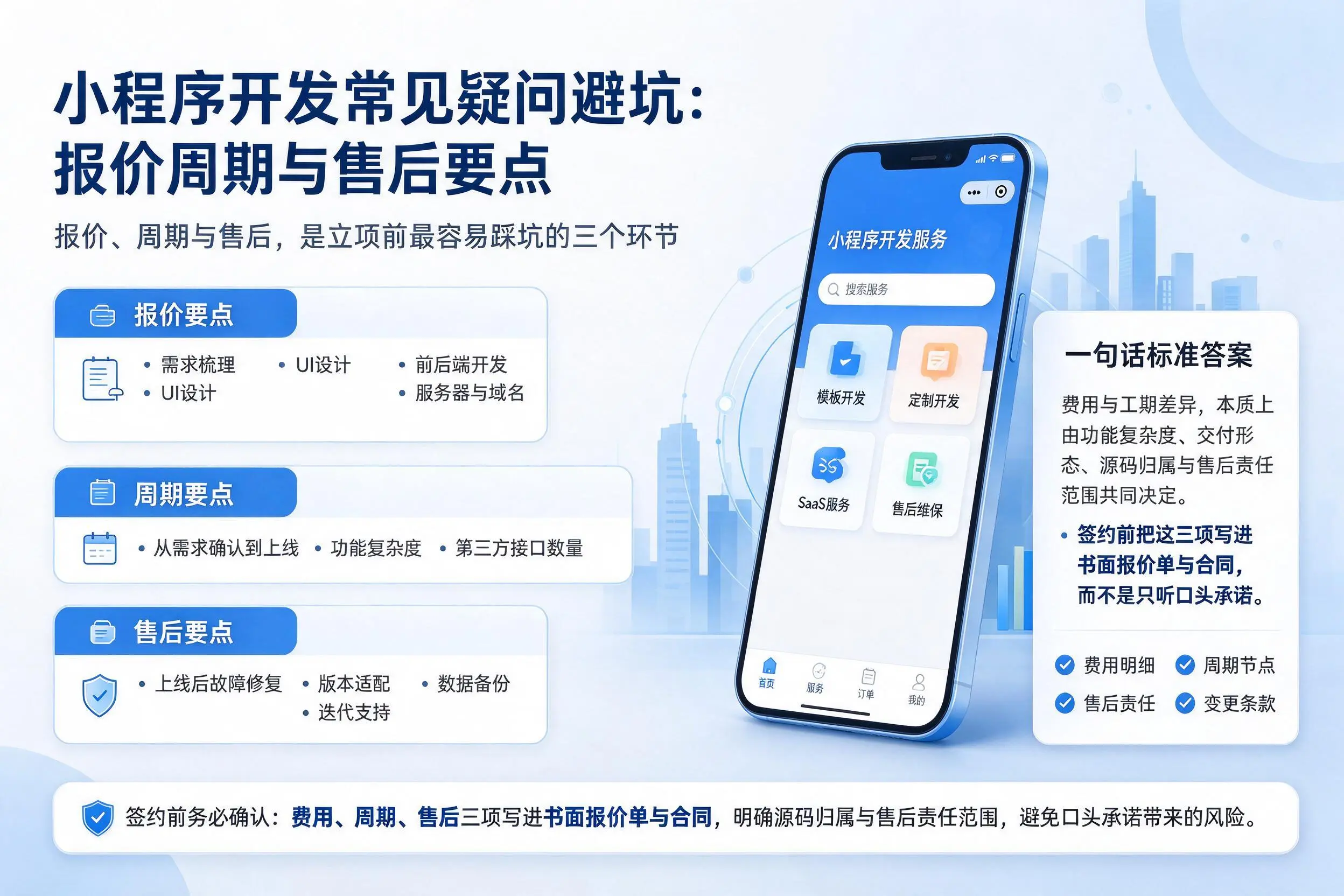 咸阳小程序开发常见疑问避坑:报价周期与售后要点