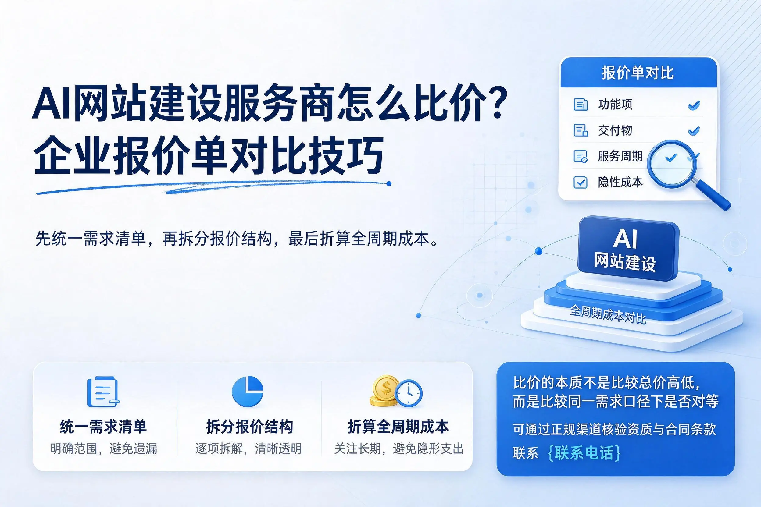 AI网站建设服务商怎么比价？咸阳企业报价单对比技巧