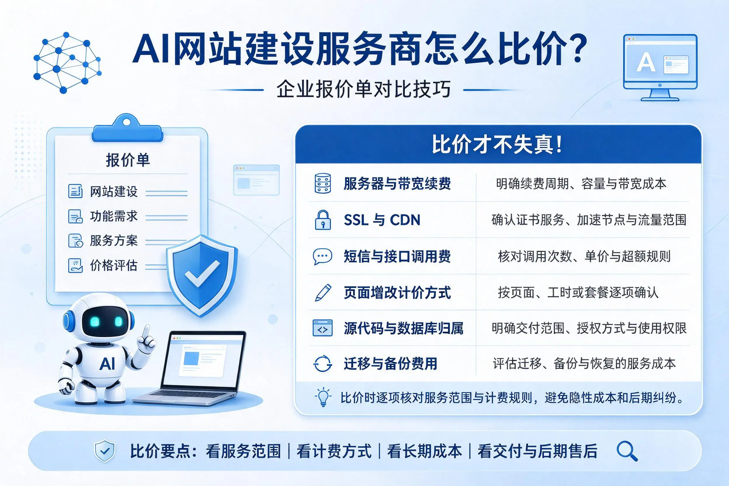 AI网站建设服务商怎么比价？咸阳企业报价单对比技巧