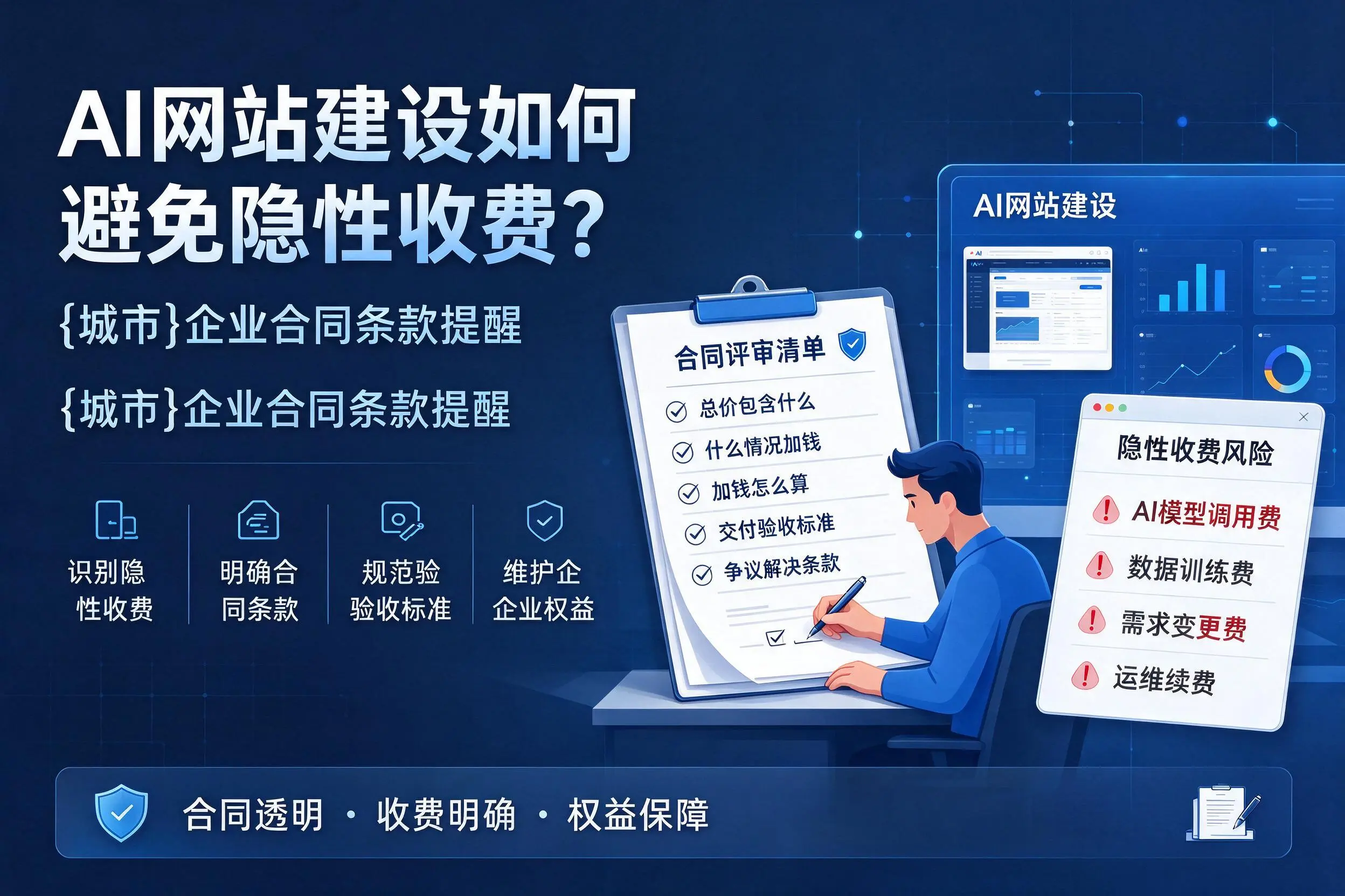 AI网站建设如何避免隐性收费?咸阳企业合同条款提醒